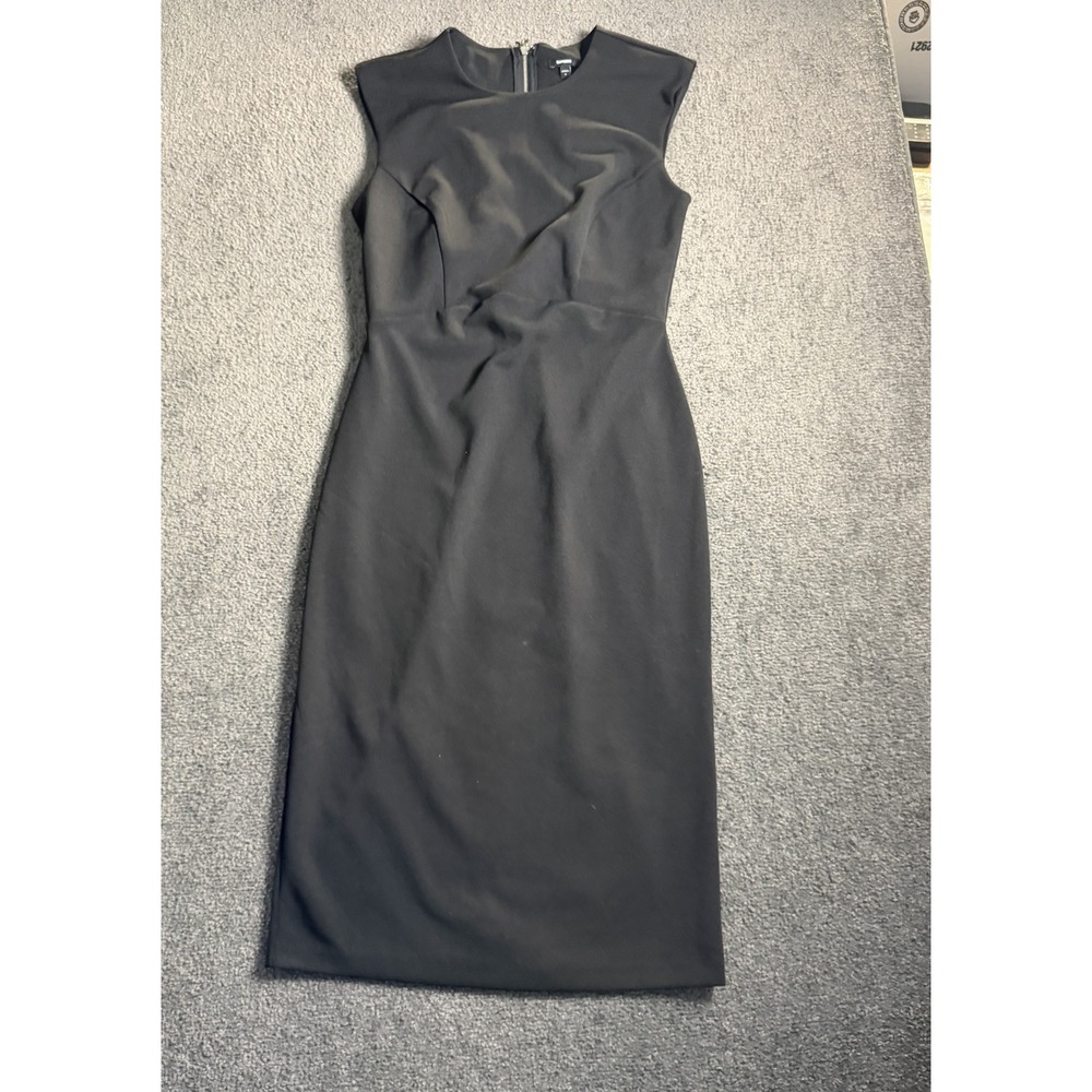 Express Black Sleeveless Sheath Dress Full Back Zipper Midi Size S RN55285